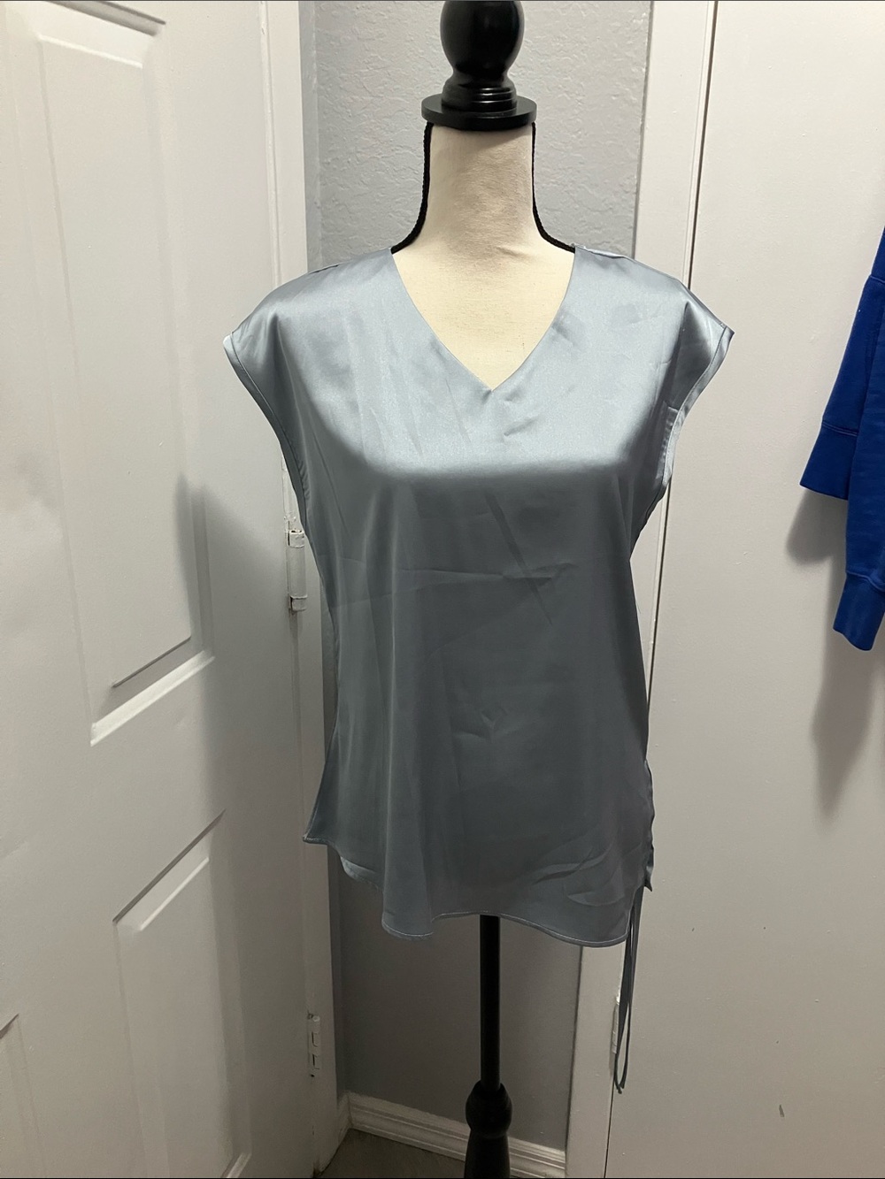 SHEIN Light Blue Satin V-Neck Camisole Top